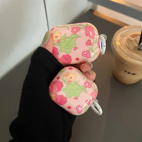 GUPBOO Airpods Coque Housse Étui Protecteur Compatible pour AirPods1/2-Ins rose petite fille de fleur jaune