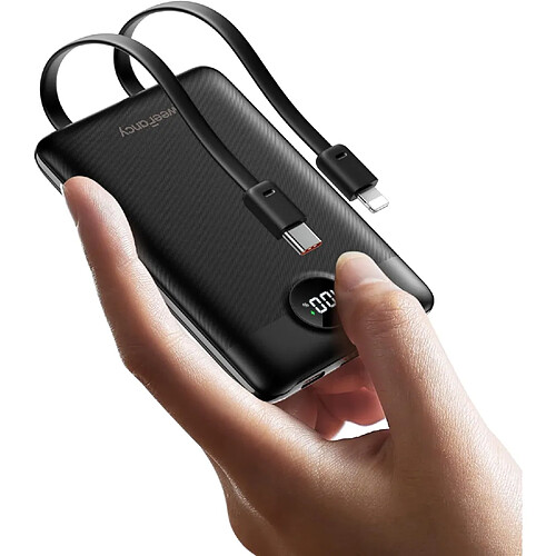 SANAG Petite Batterie Externe 10,000 Mah Avec Câbles Intégrés Chargeur Rapide, Mini Power Bank Usb C Voyage Essentiels Chargeur Portable Pour Samsung/Google/Iphone 16/15/14/13, Noir Foncé