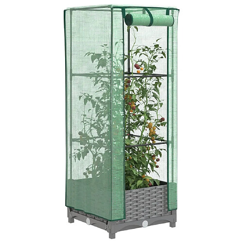 vidaXL Jardinière surélevée avec housse aspect rotin 40x40x123 cm