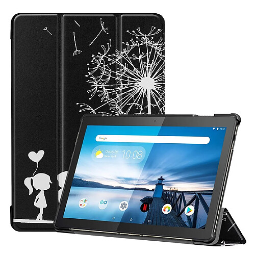 Etui en PU support triple pour l'impression de patrons pissenlits et amoureux pour votre Lenovo Tab M10 TB-X605F