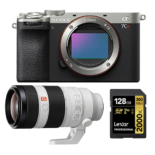 Sony Alpha a7CR (argent) Appareil photo sans miroir +Sony FE 100-400mm f4.5-5.6 GM OSS (SEL100400GM)+Lexar 128GB Professional 2000x UHS-II SDXC Memory Card