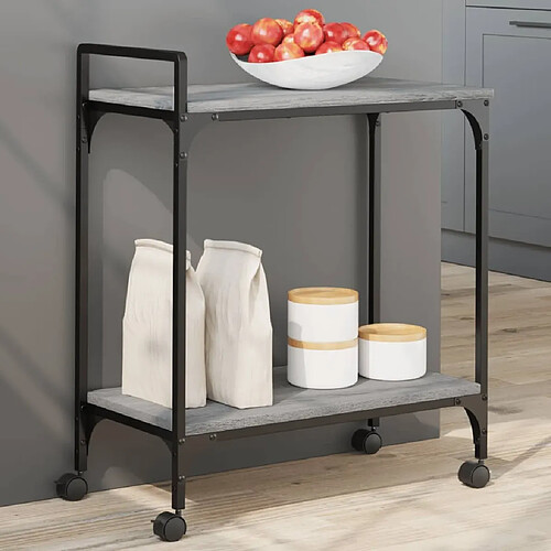 Maison Chic Desserte de cuisine | Chariot de cuisine | Meuble de rangement roulant sonoma gris 60,5x31x72,5cm bois d'ingénierie -GKD94896