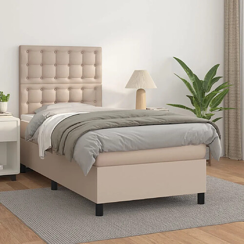 vidaXL Sommier à lattes de lit avec matelas Cappuccino 90x190 cm