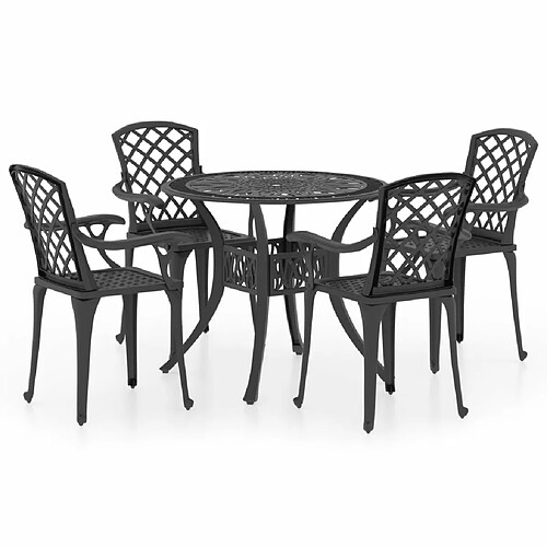 Maison Chic Table de bistro et chaises d'extérieur 5 pcs,Ensemble de bistro de jardin pour relax Aluminium coulé Noir -GKD105357