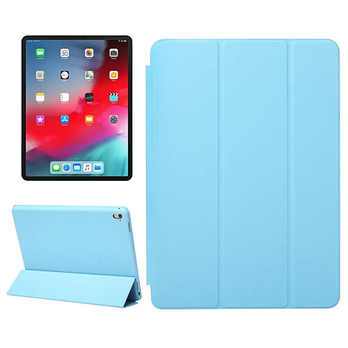 Wewoo Housse Étui Coque en cuir de couleur unie à rabat horizontal pour iPad Pro 11 pouces 2018avec support rabattable et fonction réveil / veille Bleu