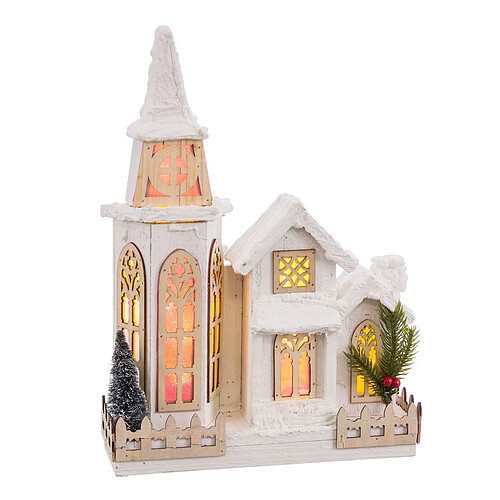 BigBuy Home Accesoires pour crèche de Noël Naturel Église 28 X 9 X 39 CM