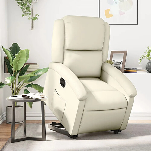 vidaXL Fauteuil inclinable électrique crème similicuir