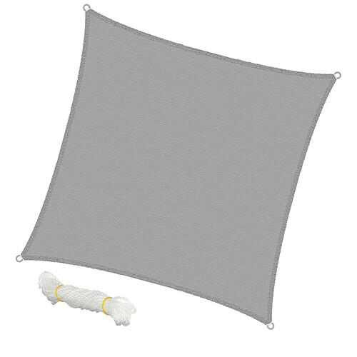 Ecd Germany Voile d'ombrage protection UV solaire toile tendue parasol carré 3,6x3,6 m gris