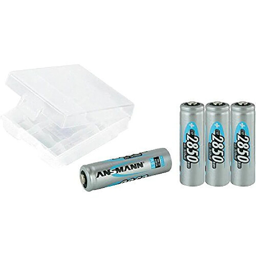 Lot de 4 accus R6 (AA) NiMH 1.2 V 2850 mAh Ansmann + boîte de rangement