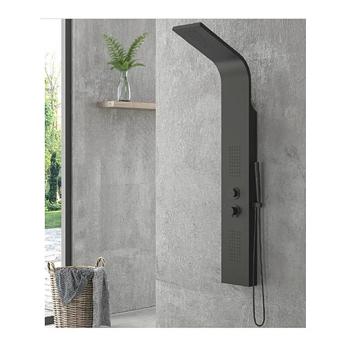 Karag Colonne de douche hydromassante SUE en aluminium 140x20x6,5 cm