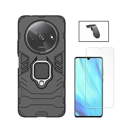 NIS Kit Film Verre Trempé Transparent + Cache + Support L Xiaomi Redmi A3 Noir