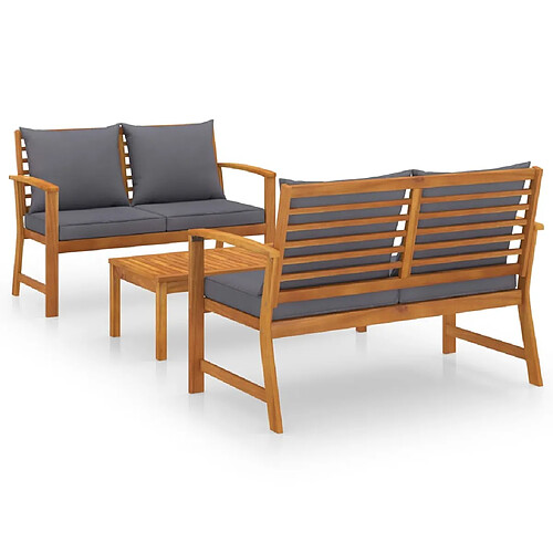 Maison Chic Salon de jardin 3 pcs - Table et chaises d'extérieur - Mobilier/Meubles de jardin Moderne avec coussin Bois d'acacia solide -MN25273