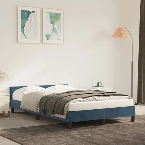 vidaXL Cadre de lit sans matelas bleu foncé 120x200 cm velours