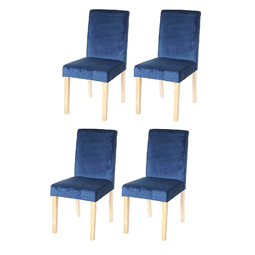 Decoshop26 Lot de 4 chaises de salle à manger / cuisine en tissu velours bleu pétrole CDS04511