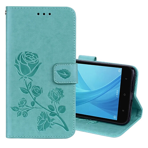 Wewoo Housse Étui vert pour cartes et porte-monnaie Xiaomi Redmi Note 5A Pro / Prime Roses Pressed Fleurs Motif Flip en cuir avec titulaire fentes