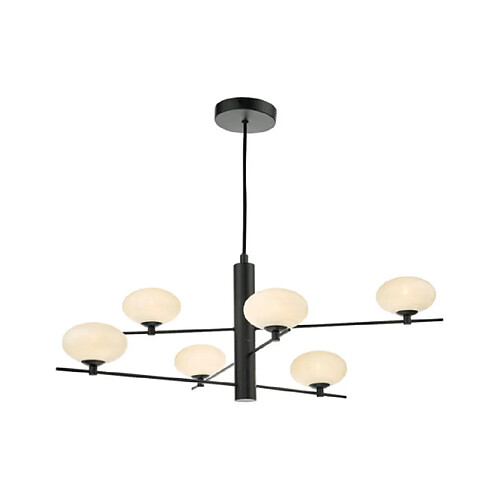 Luminaire Center Suspension Jasper Noir mat, verre opale