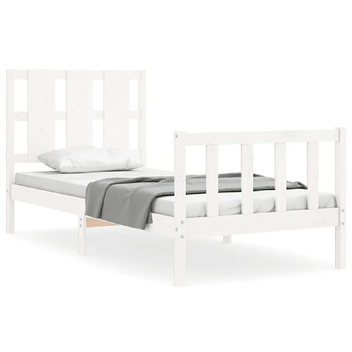 Maison Chic Cadre/structure de lit avec tête de lit pour adulte - Lit Moderne Chambre blanc petit simple bois massif -MN20781