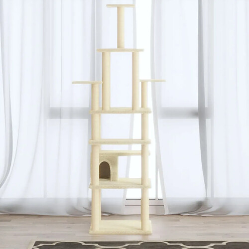 vidaXL Arbre à chat avec griffoirs en sisal Crème 183 cm