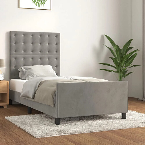 vidaXL Cadre de lit sans matelas gris clair 90x200 cm velours