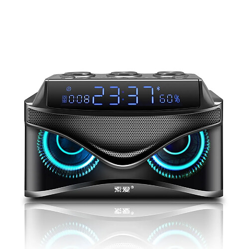 Universal Subwoofer Sound Bluetooth Haut-parleur LED Afficher le haut-parleur sans fil de Owl Cool Owl Trois haut-parleurs Colonne de haut-parleur | Haut-parleurs portatifs (Noir)