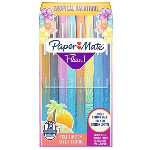 Feutres Paper Mate FLAIR ORIGINAL point medium assortiment de 16 feutres