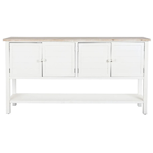 Pegane Buffet, meuble de rangement en bois de sapin et MDF coloris blanc, naturel - Longueur 160 x Profondeur 40 x hauteur 86 cm