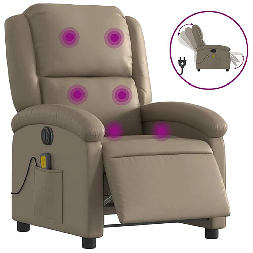 Maison Chic Fauteuil Relax pour salon, Fauteuil de massage inclinable électrique cappuccino similicuir -GKD18506