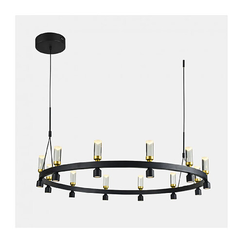 Luminaire Center Suspension moderne Almelo Noir, doré et transparent