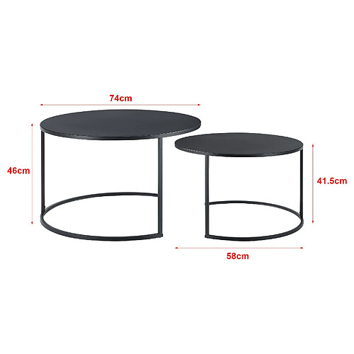 Helloshop26 Lot de 2 tables basses noires 03_0008530