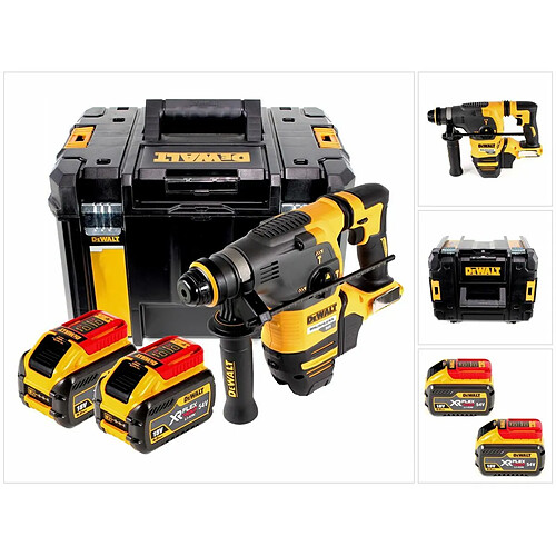 DeWalt DCH 333 X2 Marteau-Perforateur 54 V SDS-Plus Brushless + Coffret TSTAK Box VI + 2x Batteries 9,0 Ah FlexVolt - sans Chargeur