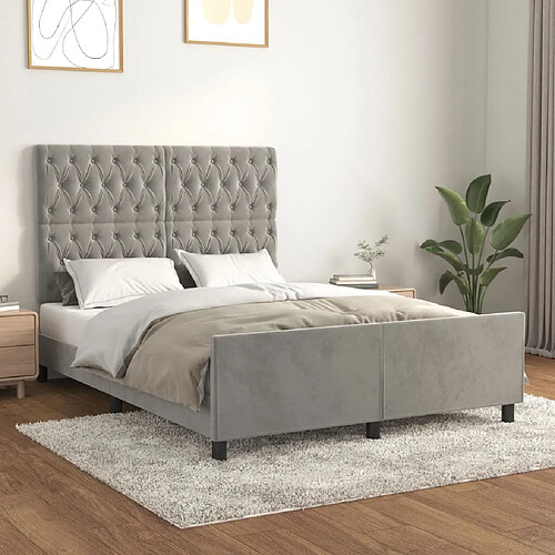 Maison Chic Lit adulte - Cadre Structure de lit avec tête de lit Contemporain Gris clair 140x200 cm -MN68640