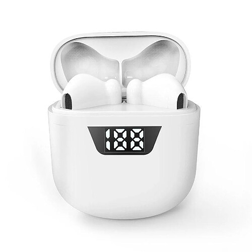 Chrono Écouteurs sans fil Bluetooth 5.0 Écouteurs intégrés au micro avec suppression du bruit Casques stéréo 3D dans les oreillettes Écouteurs étanches IPX5 avec étui de chargement pour iPhone/Android et affichage de l'alimentation(Blanc)