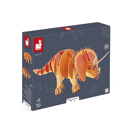 Juratoys-Janod 3D Dinosaure Triceratops-Puzzle en Volume 32 Pieces