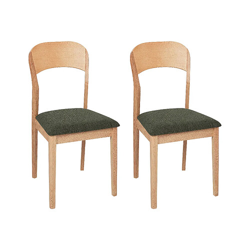 Beliani Bois d'hévéa Chaise de salle à manger Set de 2 Bois clair ALVIN