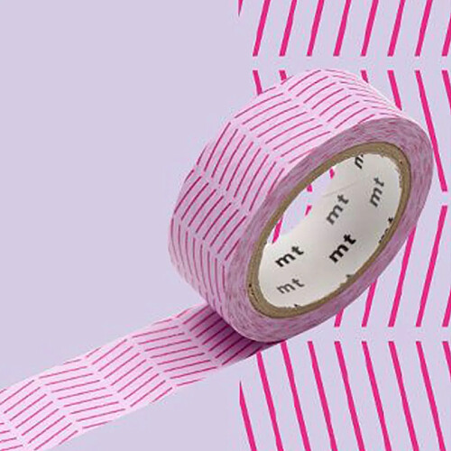 Masking tape oblique - Rose - 1,5 cm x 7 m