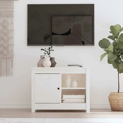 Maison Chic Meuble TV scandinave - Banc TV pour salon Blanc 70x36,5x52 cm Bois de pin massif -MN91598