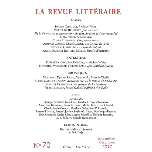 Revue littéraire (La), n° 70 · Occasion