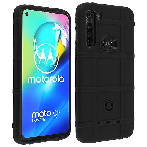 Avizar Coque Motorola Moto G8 Power Motif Carreaux Relief Renforcé Anti-trace Noir