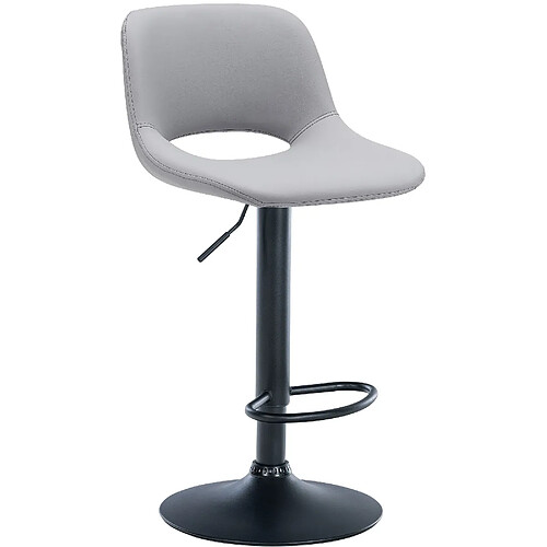 Decoshop26 Tabouret de bar chaise haute x1 avec repose-pieds en PVC gris piètement métallique noir 10_0004583