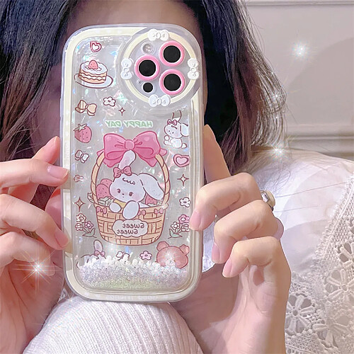 GUPBOO Étui pour iPhone11ProMax Bow Flower Basket Fille Lapin Coque Mobile Phone Sables mouvants