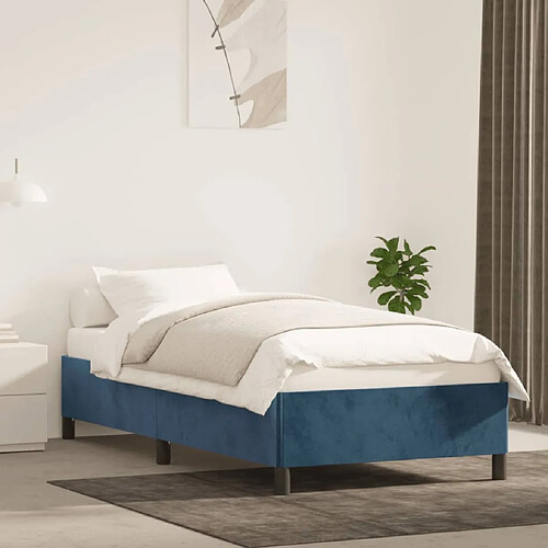 vidaXL Cadre de lit sans matelas bleu foncé 90x190 cm velours