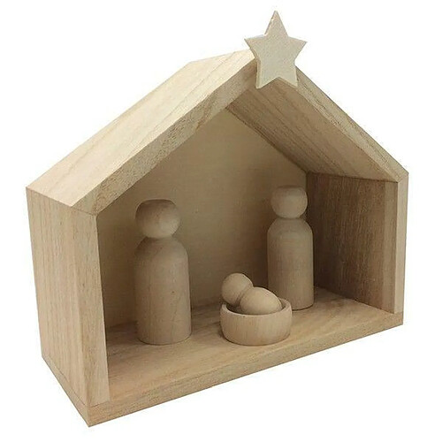 Artemio Crèche bois + pions 18 x 8 x 15 cm