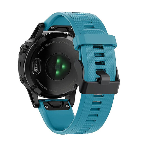 Bracelet en silicone sport avec boucle noire bleu ciel pour votre Garmin Fenix 5