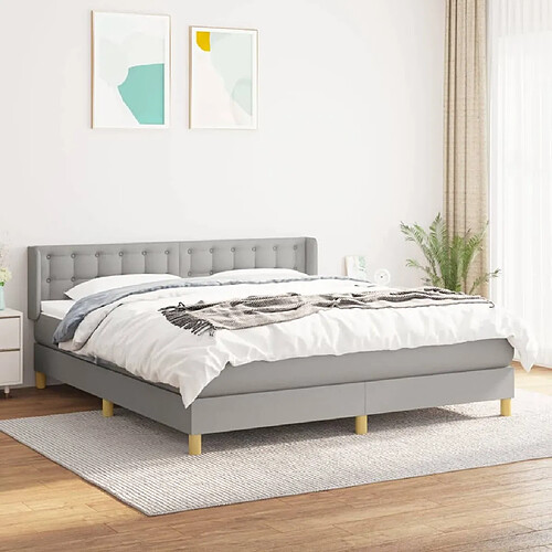 Maison Chic Lit Adulte - Lit simple Lit à sommier tapissier avec matelas moelleux - Meuble de Chambre - Gris clair 160x200cm Tissu -MN49062