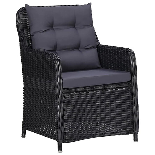 Maison Chic Lot de 2 Chaises de jardin,Fauteuil d'extérieur avec coussins Résine tressée Noir -MN40245