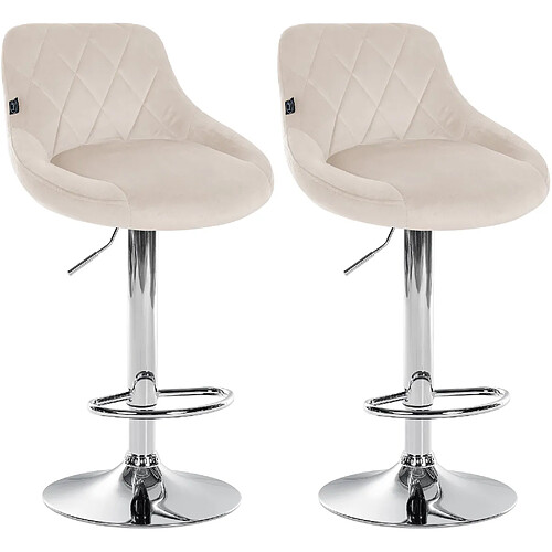 Non Lot de 2 tabourets de bar Lazio velours chrome