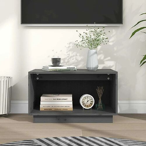 Maison Chic Meuble TV scandinave - Banc TV pour salon Gris 60x35x35 cm Bois de pin massif -MN87000