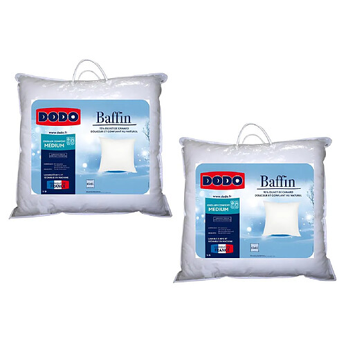 Lot de 2 oreillers DODO Naturel Duvet - 65x65 cm - BAFFIN