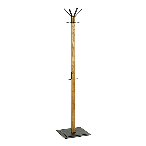 Pegane Portemanteau en bois massif coloris chêne et métal noir - longueur 40 x profondeur 40 x hauteur 180 cm