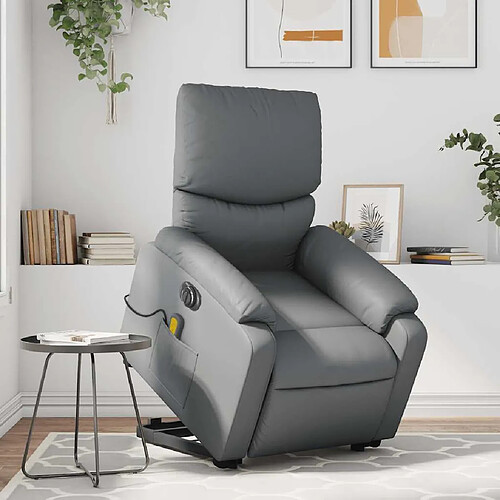 vidaXL Fauteuil inclinable de massage électrique gris similicuir